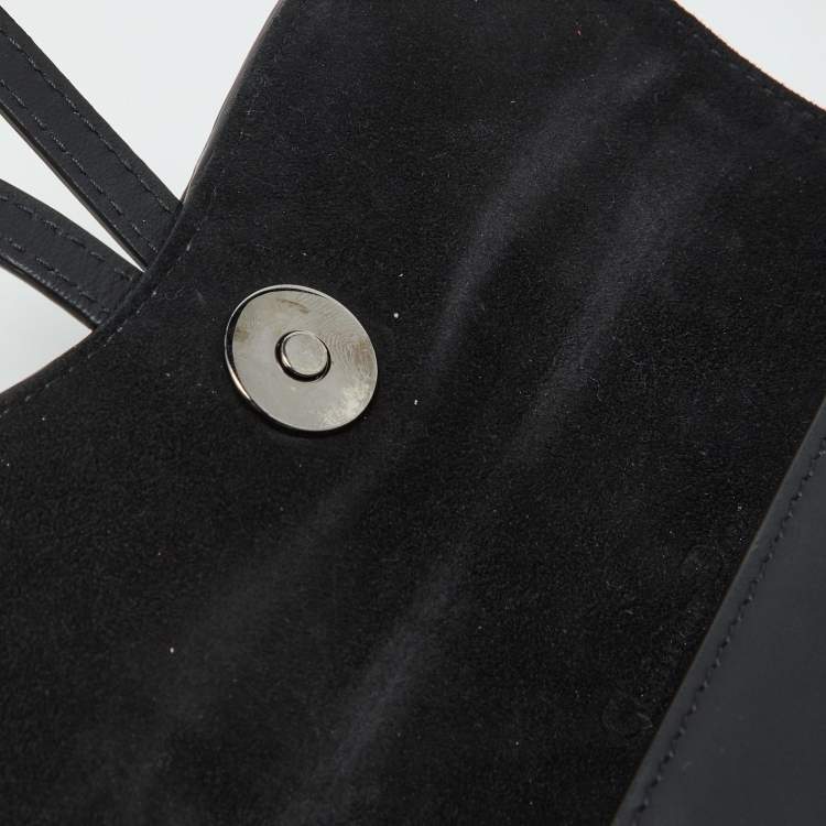Pre Owned Dior Black Leather Saddle Flap Belt Bag