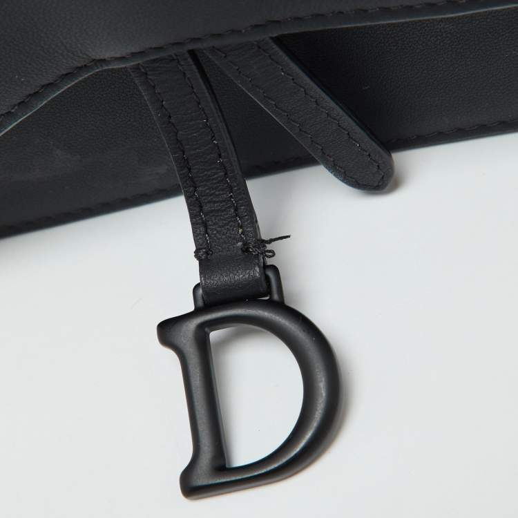 Pre Owned Dior Black Leather Saddle Flap Belt Bag