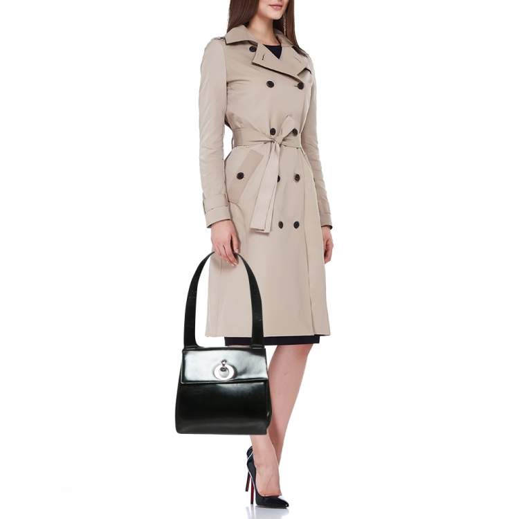 Pre Owned Dior Black Patent Leather Flap Tote