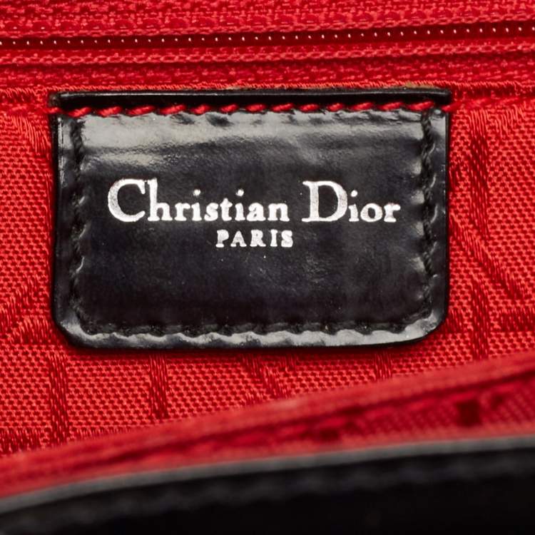 Pre Owned Dior Black Patent Leather Flap Tote