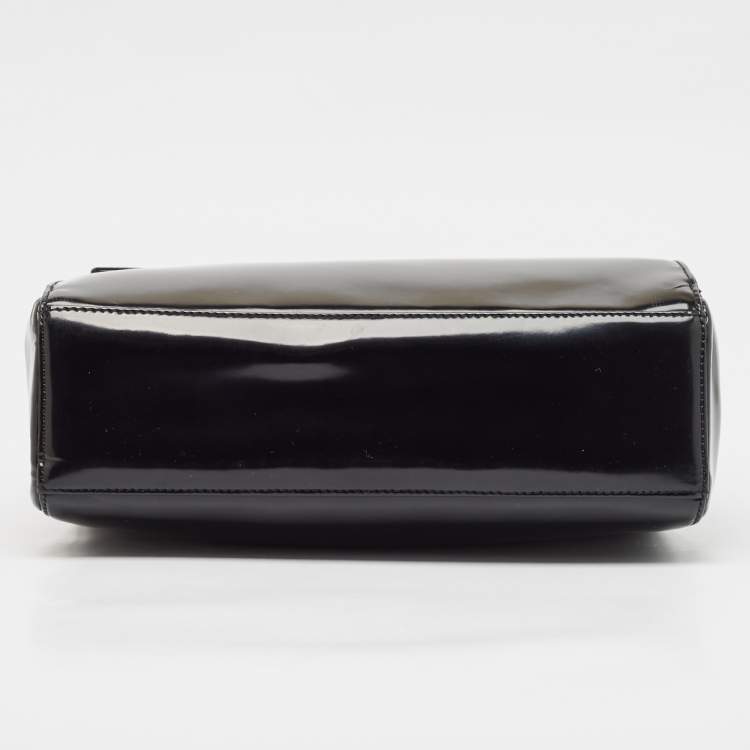 Pre Owned Dior Black Patent Leather Flap Tote