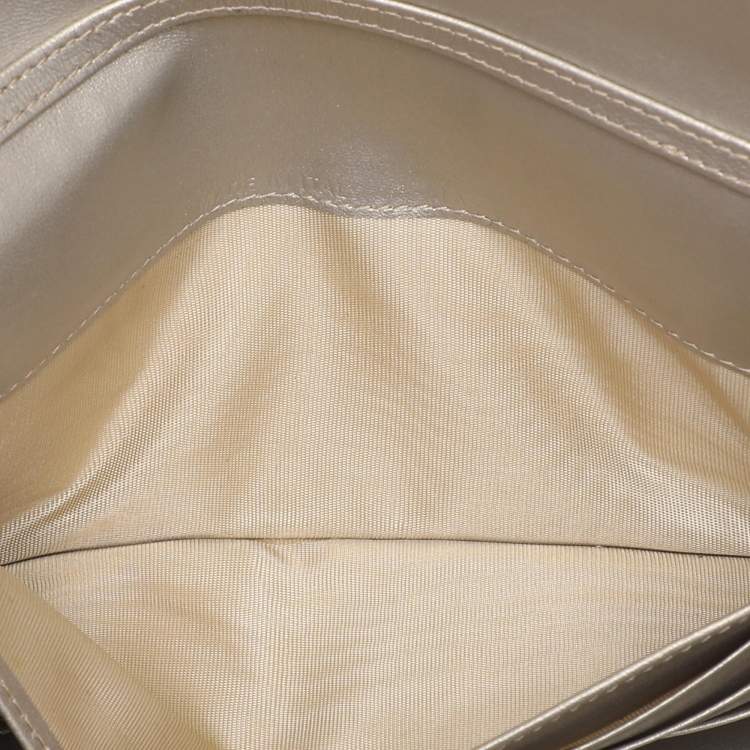 Pre Owned Dior Metallic Beige Leather Diorama Wallet on Chain