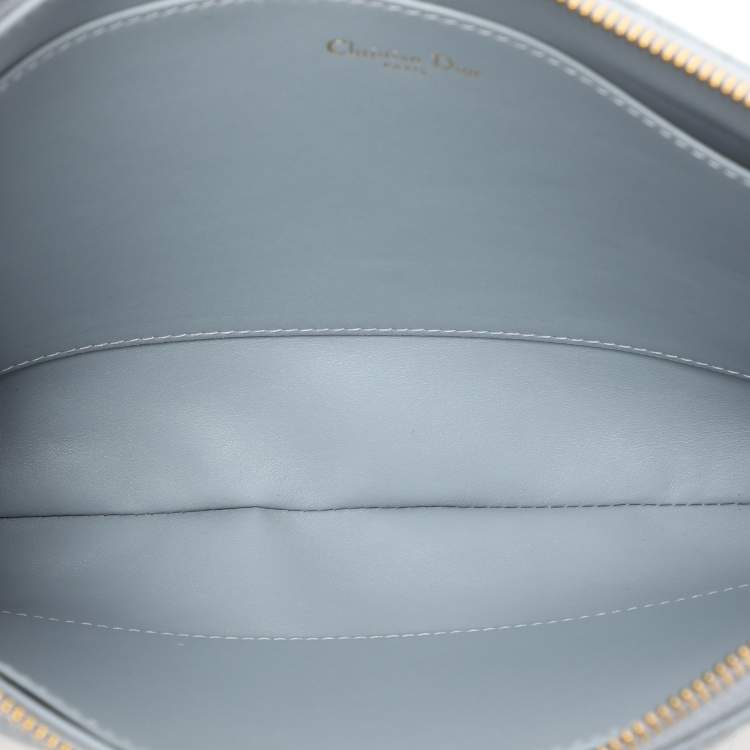 Pre Owned Dior Dust Blue Quilted Leather Caro Wristlet Clutch