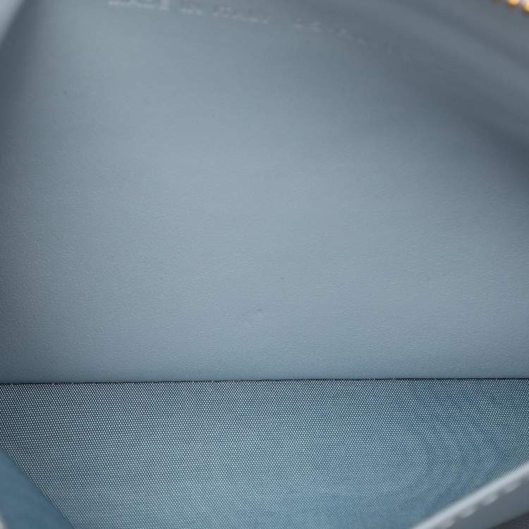 Pre Owned Dior Dust Blue Quilted Leather Caro Wristlet Clutch