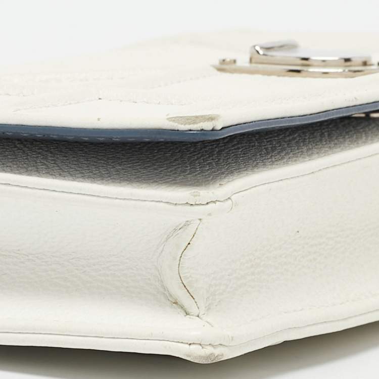 Pre Owned Dior White Cannage Leather Diorama Wallet On Chain