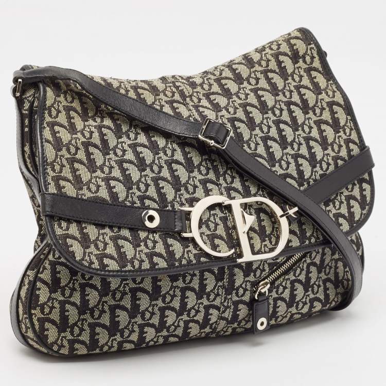 Pre Owned Dior Black Diorissimo Canvas and Leather CD Logo Flap Messenger Bag