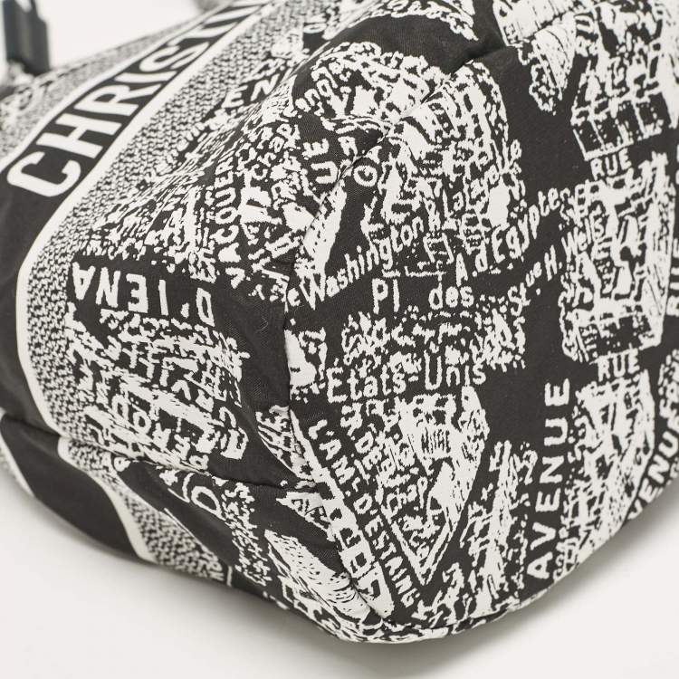 Pre Owned Dior Black/White Plan De Paris Nylon Diortravel Pouch