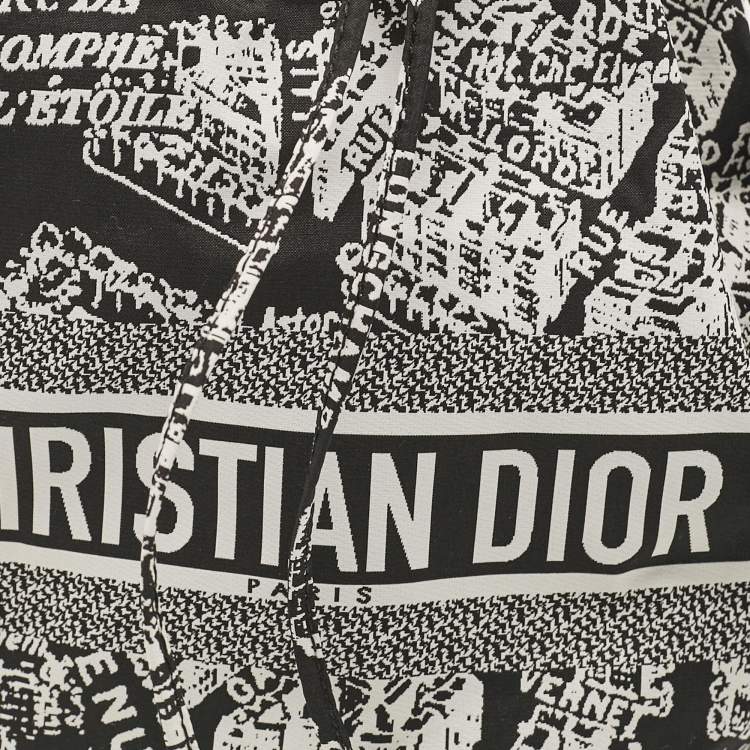Pre Owned Dior Black/White Plan De Paris Nylon Diortravel Pouch