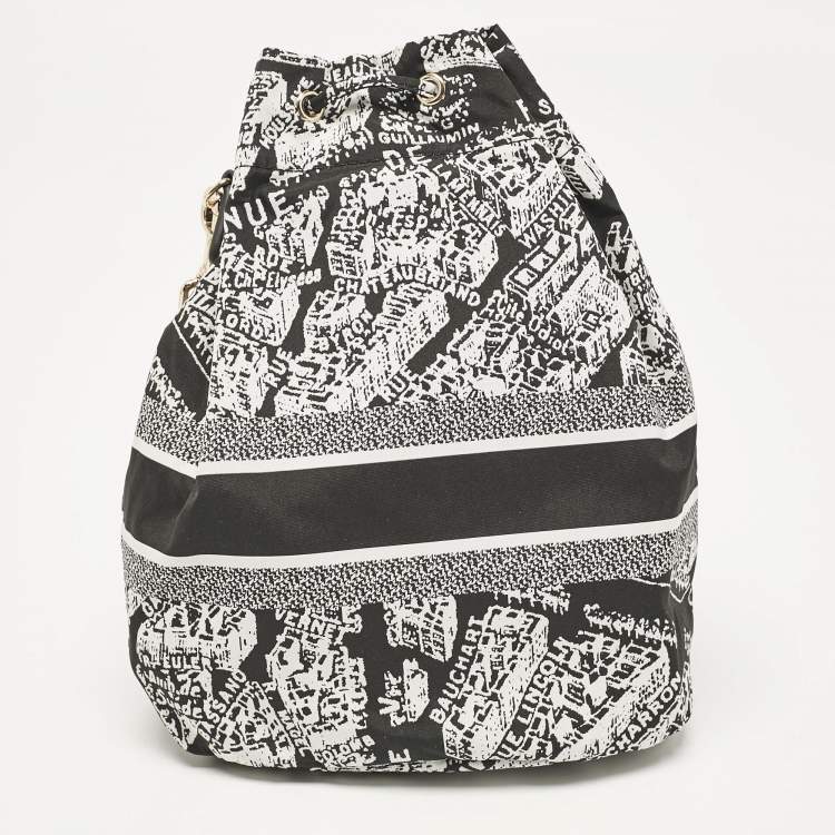 Pre Owned Dior Black/White Plan De Paris Nylon Diortravel Pouch