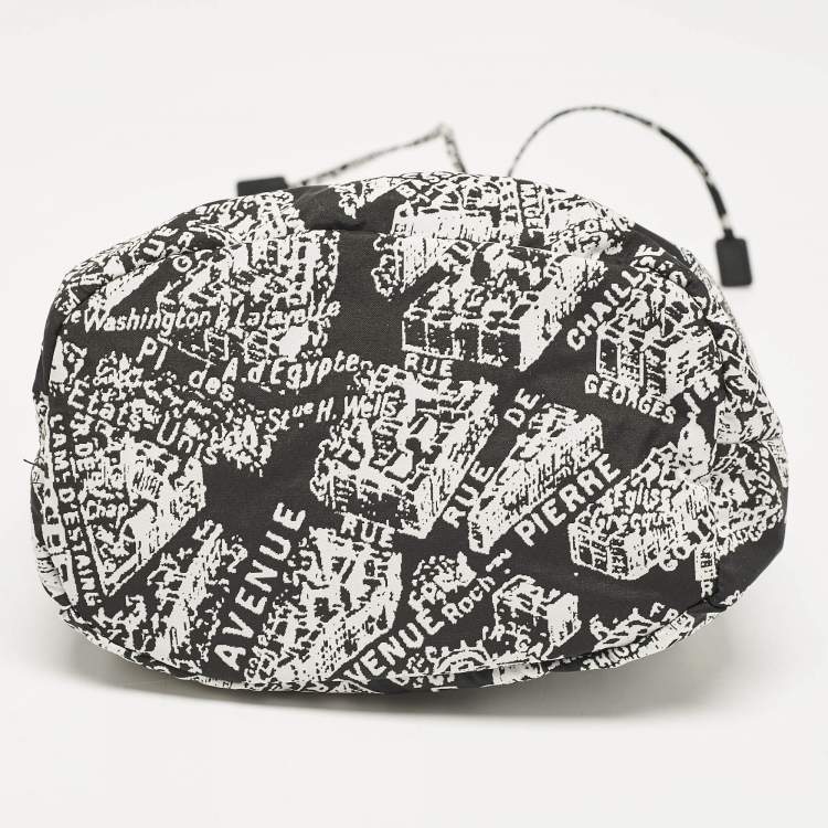 Pre Owned Dior Black/White Plan De Paris Nylon Diortravel Pouch