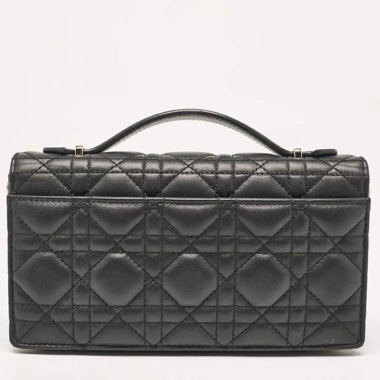 Pre Owned Dior Black Cannage Leather Mini My Dior Top Handle Bag