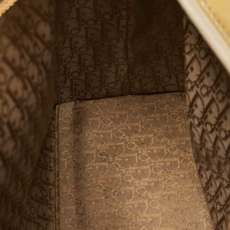 Pre Owned Dior Yellow Cannage Patent Leather Large Lady Dior Tote