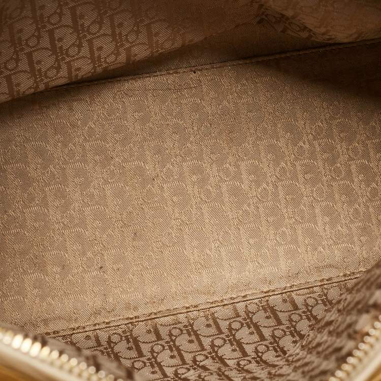 Pre Owned Dior Yellow Cannage Patent Leather Large Lady Dior Tote