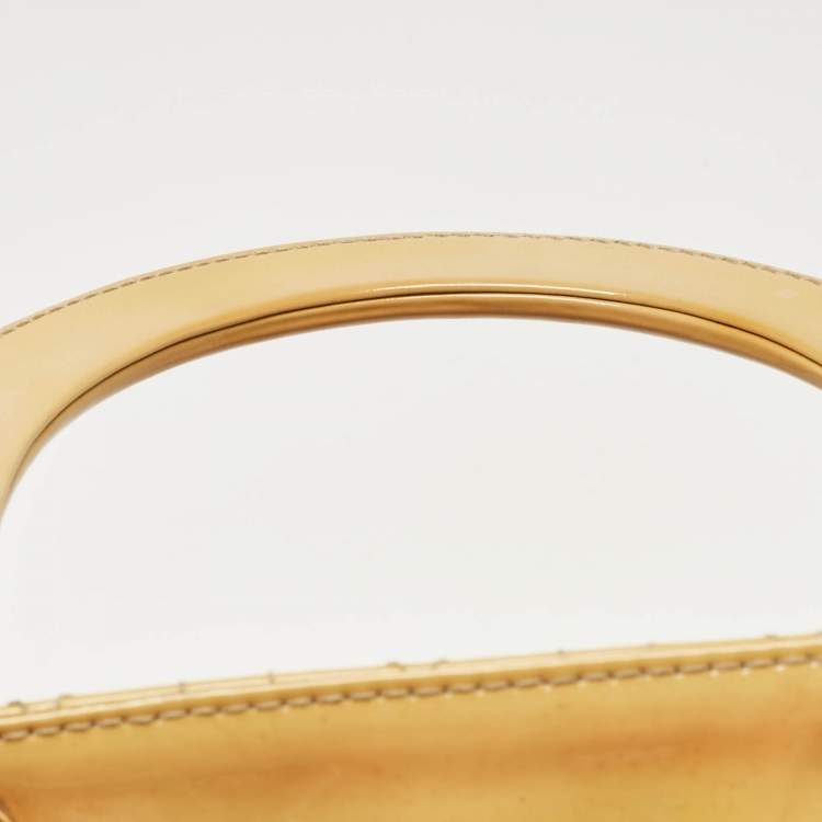 Pre Owned Dior Yellow Cannage Patent Leather Large Lady Dior Tote
