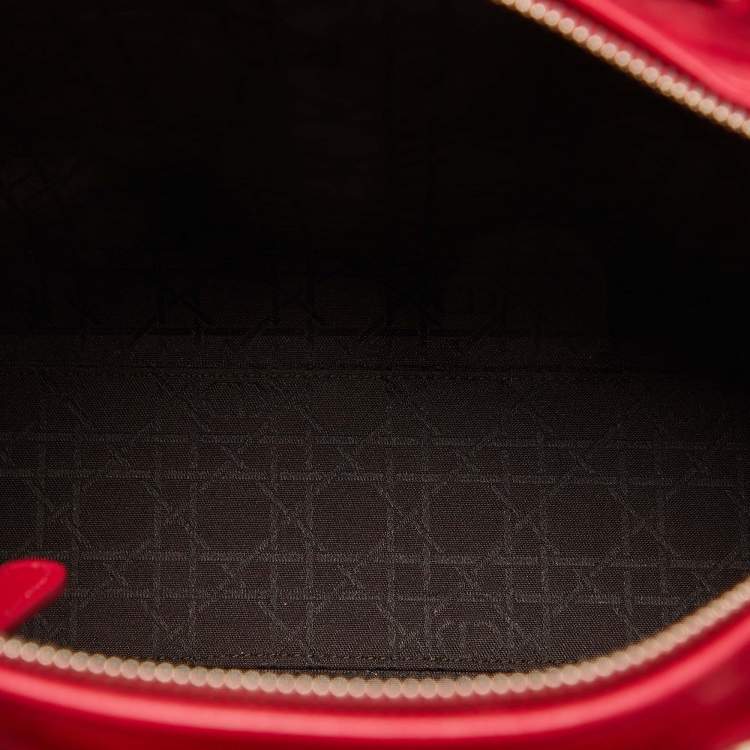 Pre Owned Dior Red Quilted Cannage Leather Large Lady Dior Tote