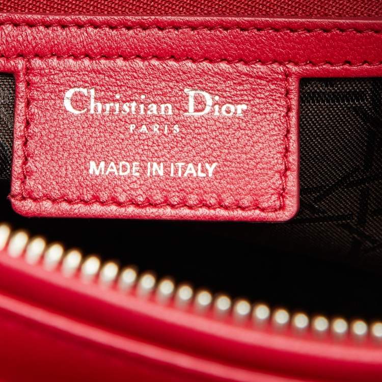 Pre Owned Dior Red Quilted Cannage Leather Large Lady Dior Tote