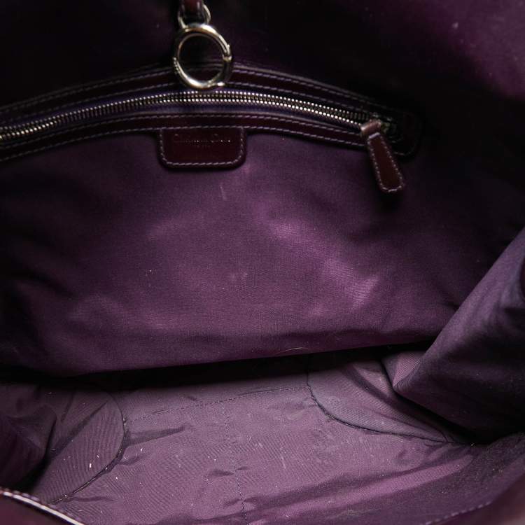 Pre Owned Dior Purple Croc Embossed Patent Leather 61 Tote