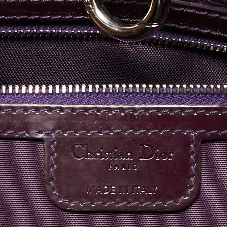 Pre Owned Dior Purple Croc Embossed Patent Leather 61 Tote