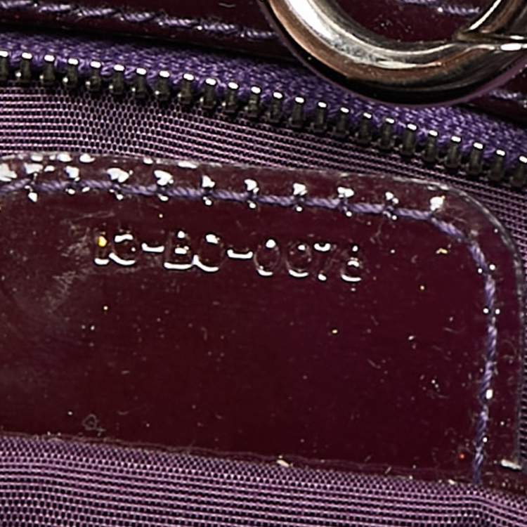 Pre Owned Dior Purple Croc Embossed Patent Leather 61 Tote