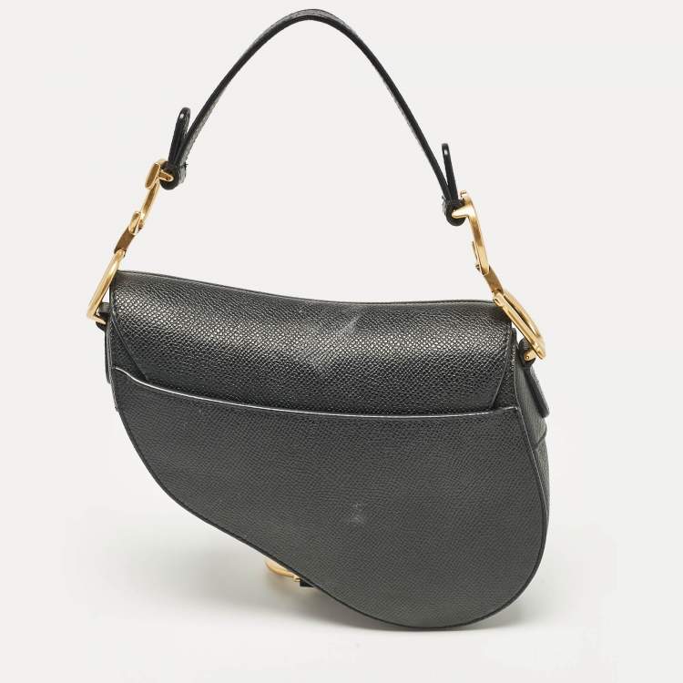 Pre Owned Dior Black Leather Mini Saddle Bag