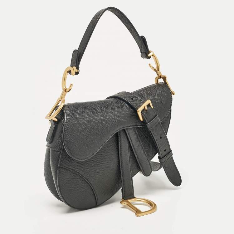 Pre Owned Dior Black Leather Mini Saddle Bag