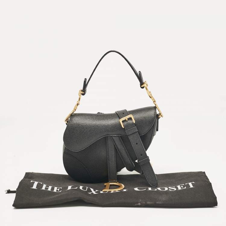 Pre Owned Dior Black Leather Mini Saddle Bag