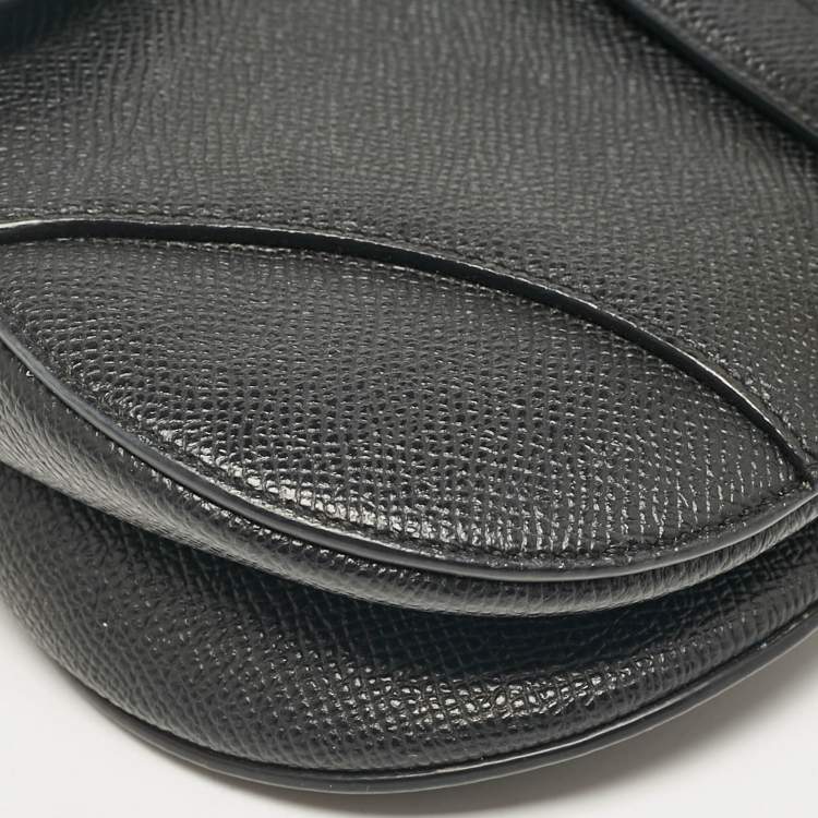Pre Owned Dior Black Leather Mini Saddle Bag