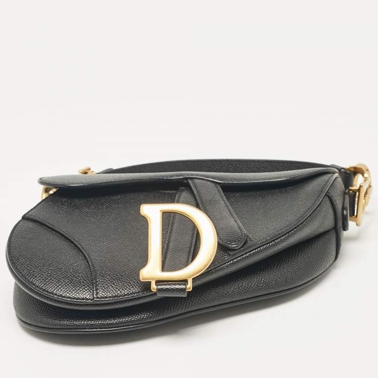 Pre Owned Dior Black Leather Mini Saddle Bag