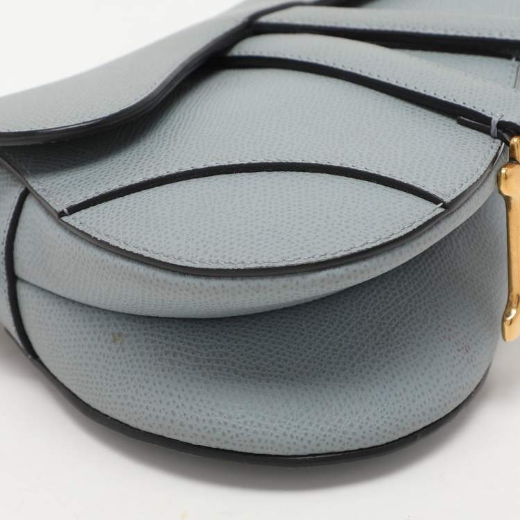Pre Owned Dior Blue Leather Mini Saddle Bag