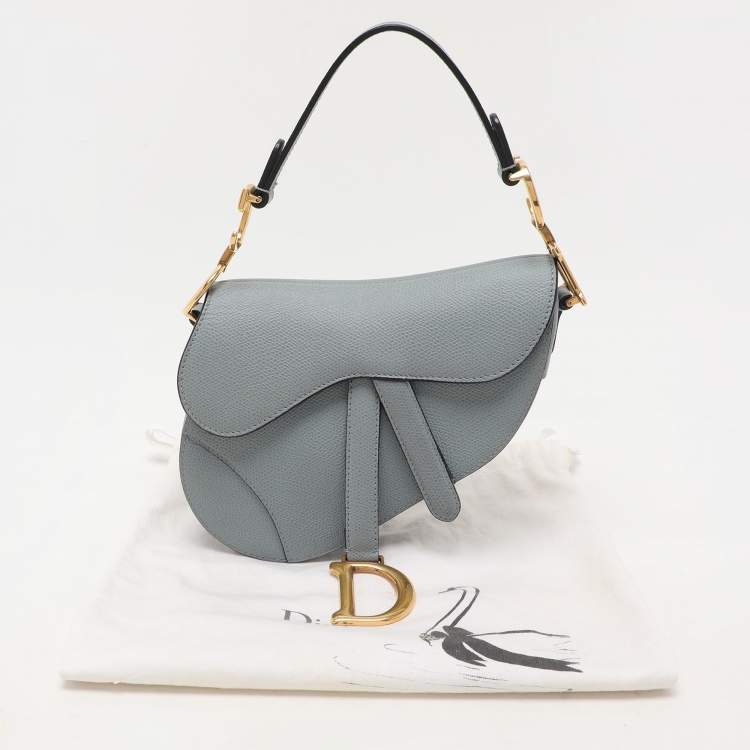 Pre Owned Dior Blue Leather Mini Saddle Bag