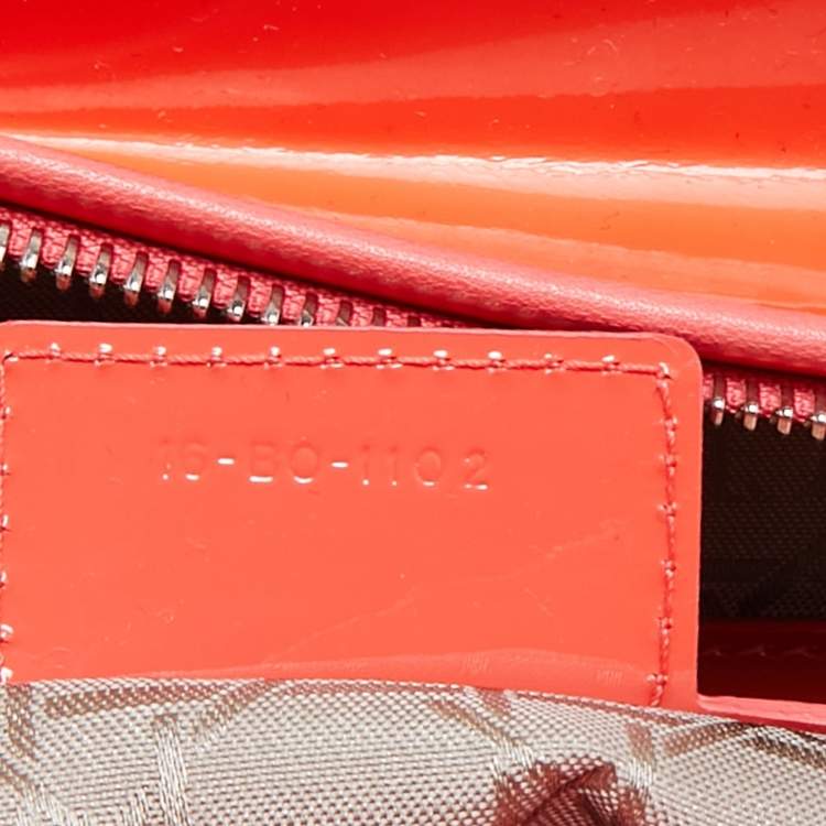 Pre Owned Dior Orange Cannage Patent Leather Large Lady Dior Tote