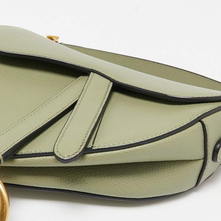 Pre Owned Dior Olive Green Mini Saddle Bag