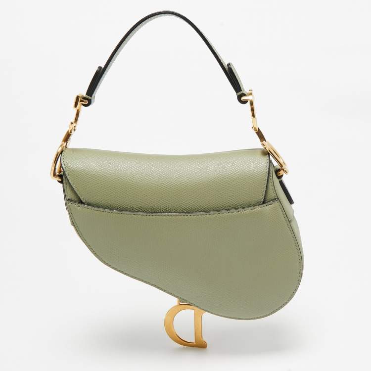 Pre Owned Dior Olive Green Mini Saddle Bag