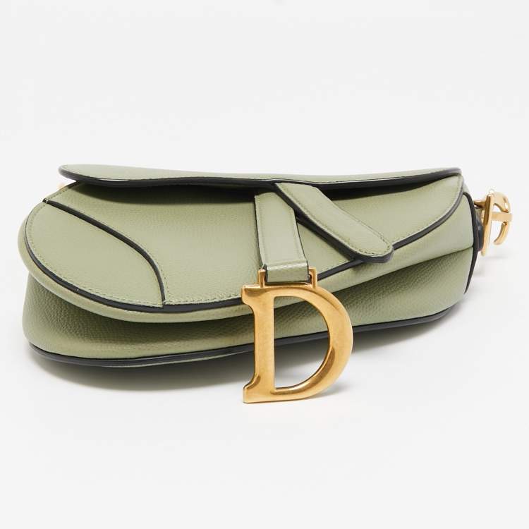 Pre Owned Dior Olive Green Mini Saddle Bag