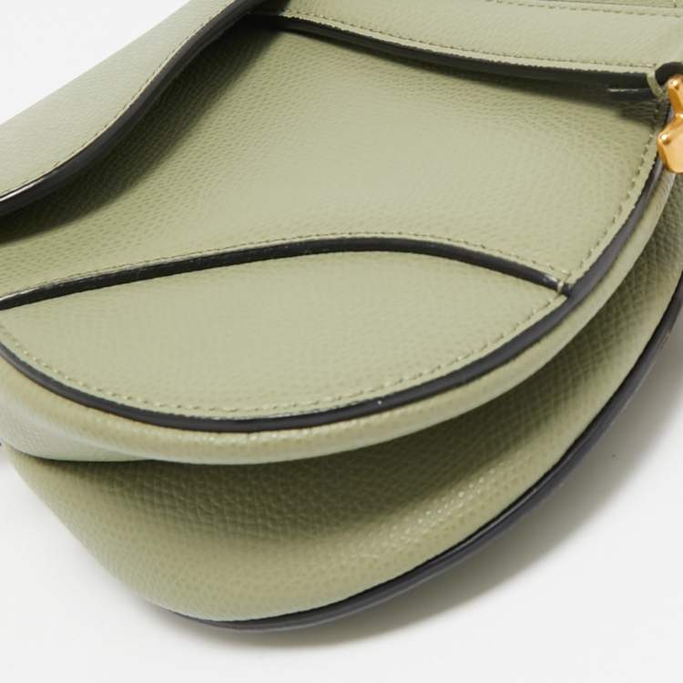 Pre Owned Dior Olive Green Mini Saddle Bag