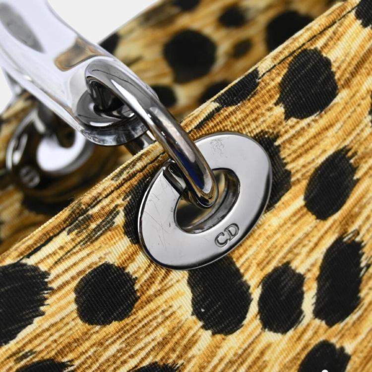 Pre Owned Christian Dior Yellow Cheetah Lady Dior Handbag