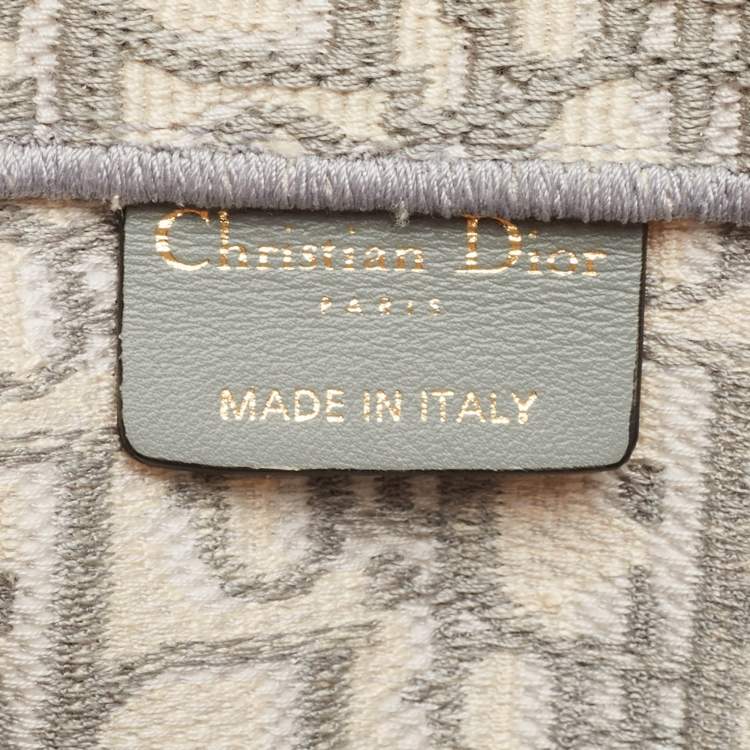 Pre Owned Dior Grey Oblique Embroidered Canvas Medium Book Tote