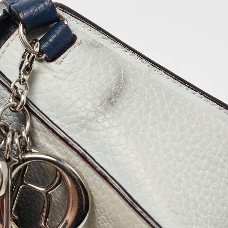 Pre Owned Dior Two Tone Blue Leather Diorissimo Promenade Envelope Pouch Crossbody Bag