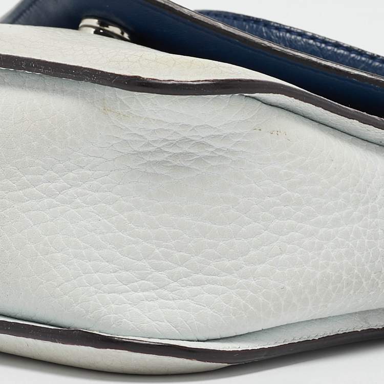 Pre Owned Dior Two Tone Blue Leather Diorissimo Promenade Envelope Pouch Crossbody Bag