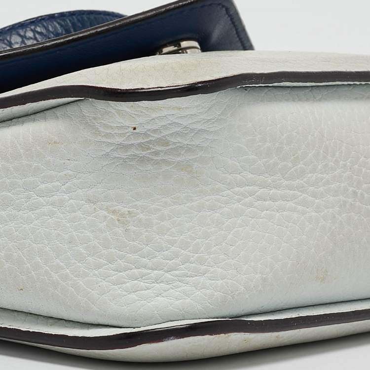 Pre Owned Dior Two Tone Blue Leather Diorissimo Promenade Envelope Pouch Crossbody Bag