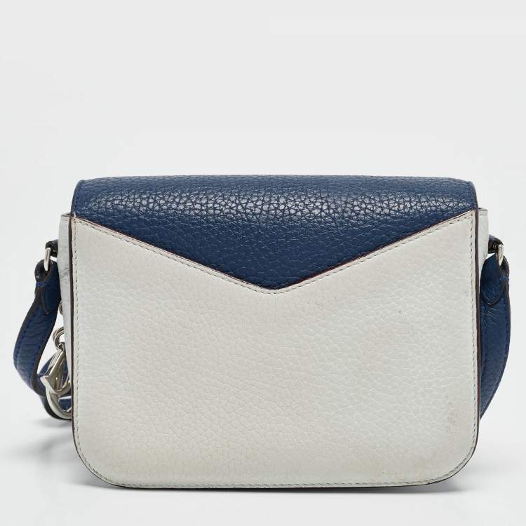 Pre Owned Dior Two Tone Blue Leather Diorissimo Promenade Envelope Pouch Crossbody Bag