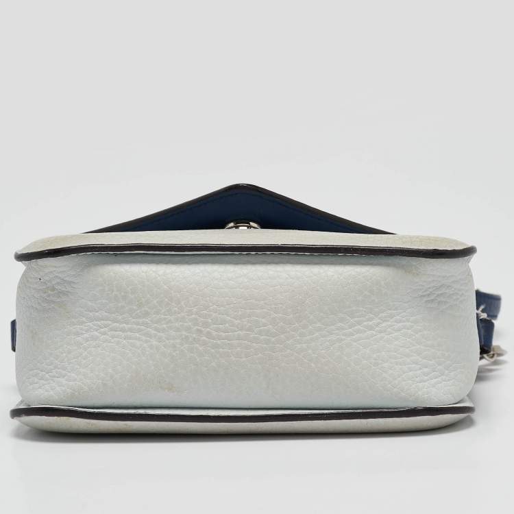 Pre Owned Dior Two Tone Blue Leather Diorissimo Promenade Envelope Pouch Crossbody Bag