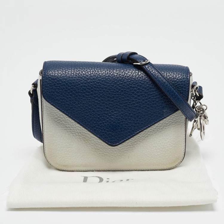 Pre Owned Dior Two Tone Blue Leather Diorissimo Promenade Envelope Pouch Crossbody Bag