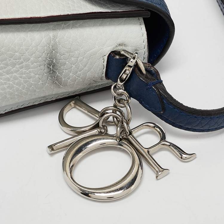 Pre Owned Dior Two Tone Blue Leather Diorissimo Promenade Envelope Pouch Crossbody Bag