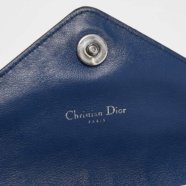 Pre Owned Dior Two Tone Blue Leather Diorissimo Promenade Envelope Pouch Crossbody Bag