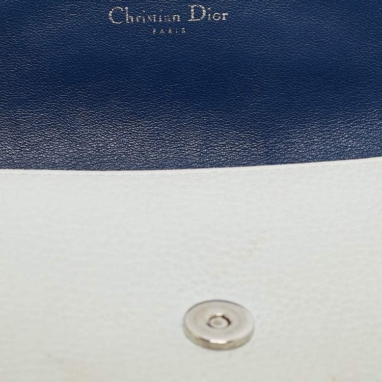 Pre Owned Dior Two Tone Blue Leather Diorissimo Promenade Envelope Pouch Crossbody Bag