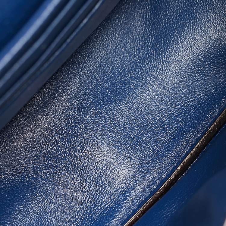 Pre Owned Dior Two Tone Blue Leather Diorissimo Promenade Envelope Pouch Crossbody Bag