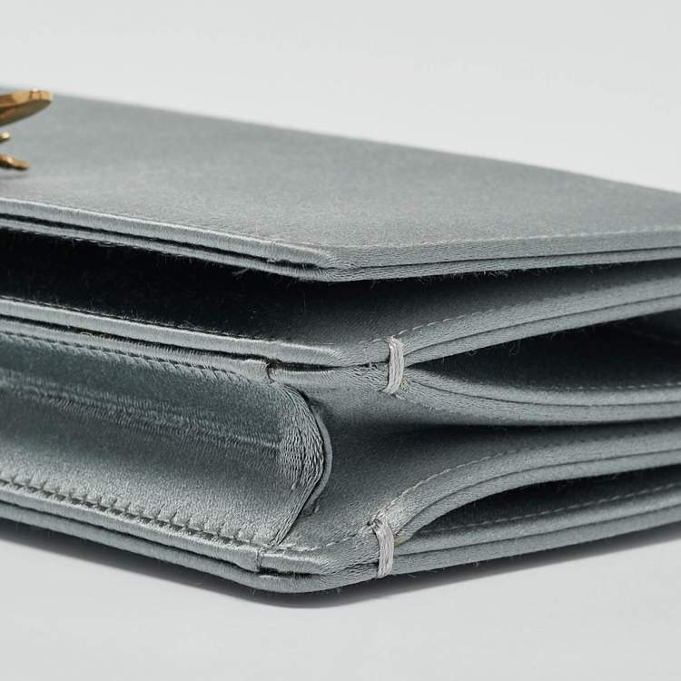 Pre Owned Dior Grey Satin D-Bee Clutch