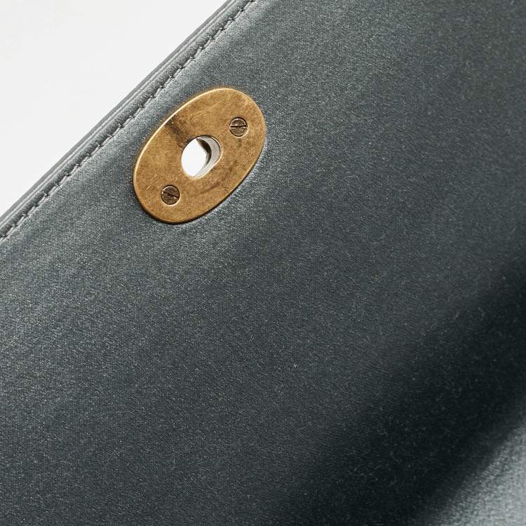 Pre Owned Dior Grey Satin D-Bee Clutch