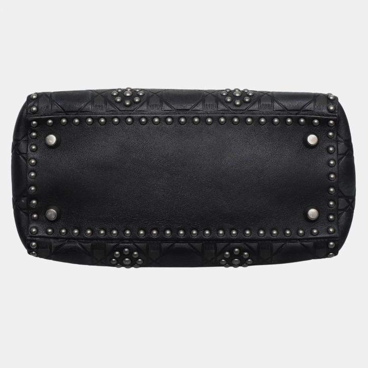 Pre Owned Christian Dior Medium Calfskin Cannage Studded Supple Lady Dior Bag